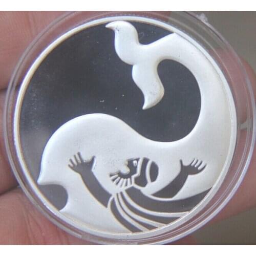 Jonah and the Whale Bible Story Metal Coin Plated Commemorative Coin Badge medal for collection Arts Gifts Souvenir