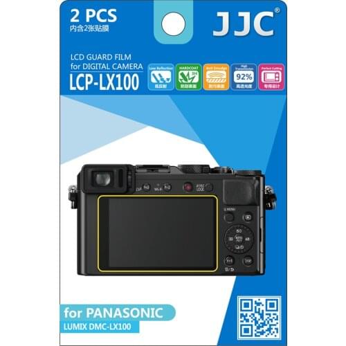 JJC LCP-LX100 LCD Guard Film Screen Protector 2PCS Camera Display Cover for Panasonic LX100/TZ90/FZ85/TX1/Leica D-Lux (Typ 109)