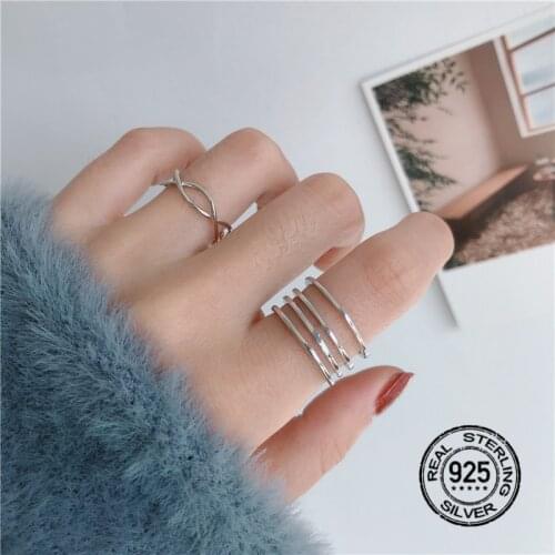 S925 Silver Rings For Women Cross Adjustable Original Design Fashion Personality INEFFA Light Luxury Girl Birthday Party Gift