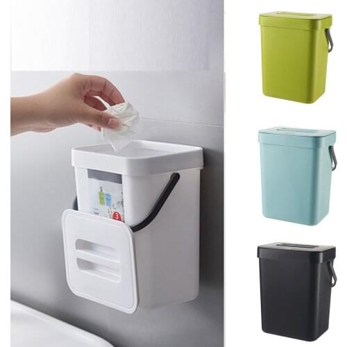 Push-top Trash Can Chef Hanging Automatic Returns Lid for Fruit Vegetable Pericarp B1
