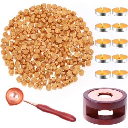 Red Wax for Letters Stamp Seals120pcs Stamp Wax Kit with Red Wax Seal Beads Wax Seal Warmer Wax Spoon and Tealight Candles for W