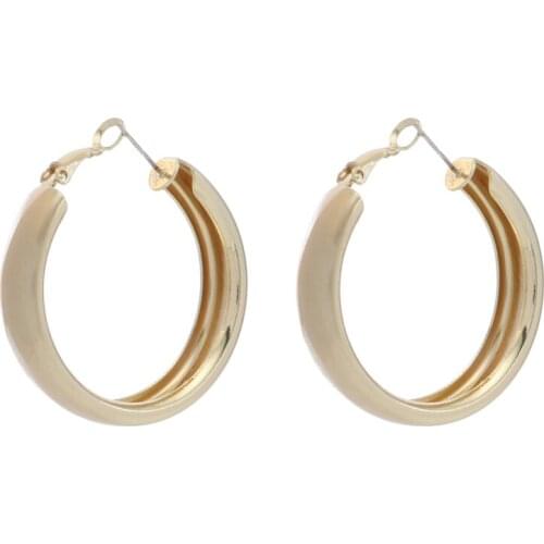 Badu Round Spring Buckle Hoop Clip on Earrings Gold Big Alloy Metal Earring for Women Fashion Jewelry Wholesale