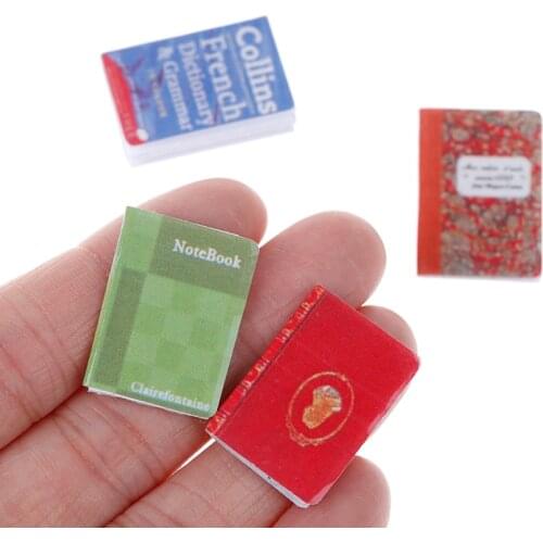 4Pcs 1/12 Miniature Scene Model Dollhouse Accessories Mini Book Paper Notebook Children Toys Birthday Gifts Accessories for Doll