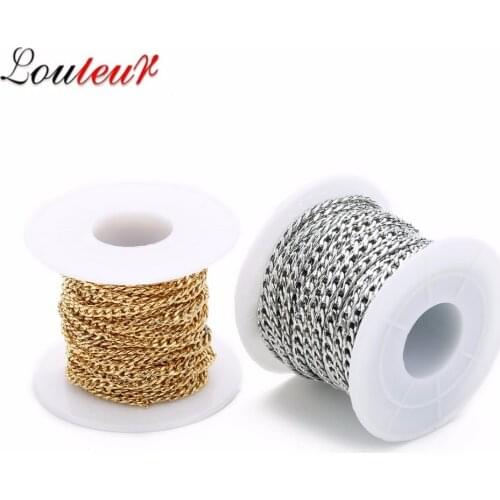 10yard Gold/Silver Plated Vinatge Men Stainless Steel Figaro Chain For DIY Necklace Jewelry Finding Making Bijoux Accessories