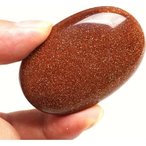 Natural Chakra Palm Tumbled Stones Crystal Healing Goldstone Smooth Soap Shape