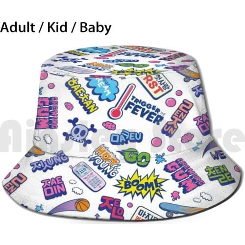 Nct Dream-Cute Doodles. Sun Hat Foldable UV Protection Nct Dream Mark Chenle Renjun Jisung Jaemin Jeno Haechan