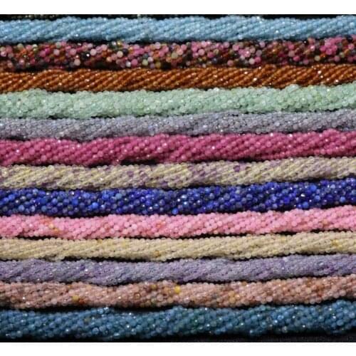 Small Natural Stone Beads Tourmaline Sun stone Garnet Amazonite Topaz 2 3mm Section Loose Beads for Jewelry Making DIY Bracelet