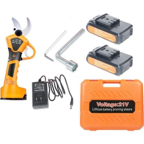 21V Cordless Electric Rechargeable Pruning Shears 30mm Secateur Branch Cutter Tool Garden Pruner With 2 Lithium Battery