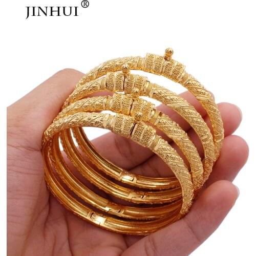 Wholesale 24K gold color can open bangles jewelry Ethiopian African Dubai Indian bracelet wedding gifts for women bracelets