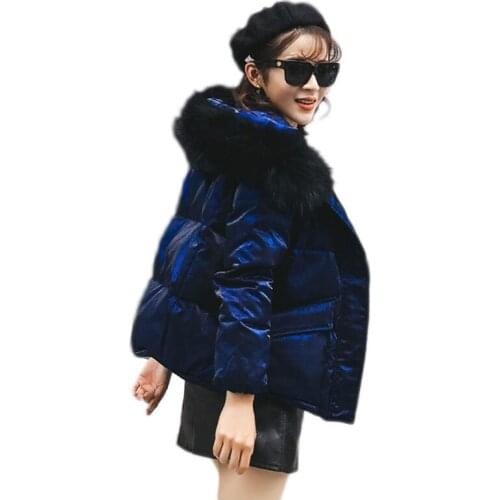 New Winter Women down Coat White duck down 90% Coats Warm Thickened Short Velvet Parka Female Hooded Fur Collar Casual Outerwear