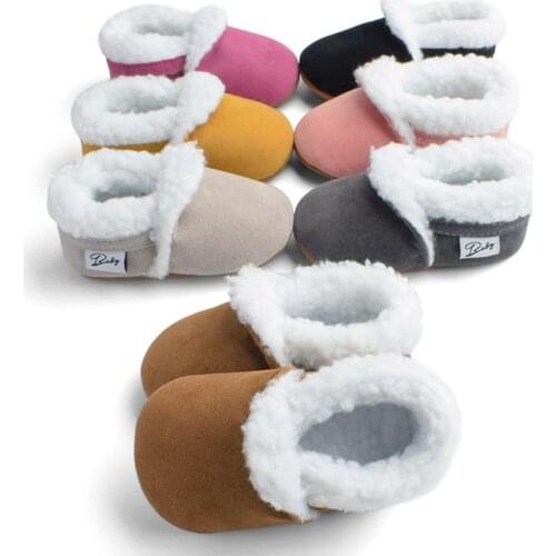 Newborn Baby First Walkers Unisex Fleece Bootie Winter Warm Infant Toddler Crib Shoes Classic Floor Boots