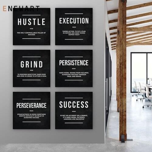 Classic Positive Quotes Wall Art Canvas Painting Execution Hustle Definition Posters and Prints Pictures for Office Study Room