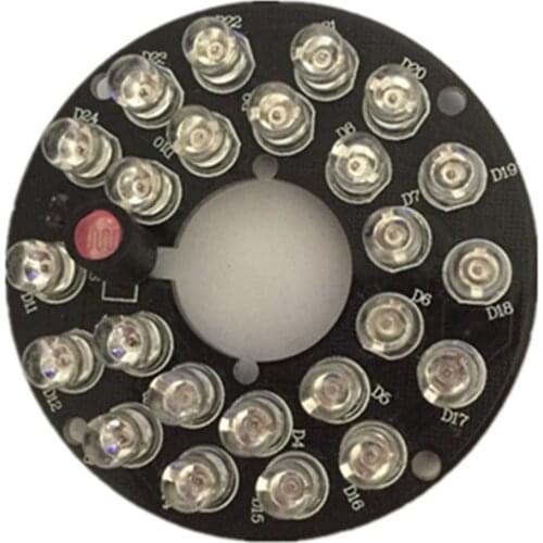 2PCS/LOT Infrared Light Board 850nm 24 LEDS 5mm IR Led Board For 60 bullet Camera 60 degrees bulb CCTV camera fill light