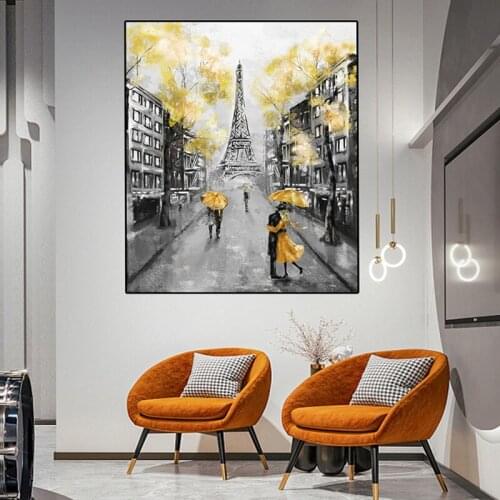 Romantic Landscape Canvas Painting Eiffel Tower Building Posters and Prints Wall Pictures Modern Living Room Home Decoration