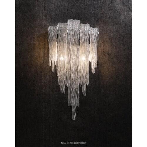 Luxury Aluminum Chain Wall Lamps Tassel LED Wall Sconce Light Fixtures for Living Room Bedroom Stairs Hotel Lamp Home Art Deco