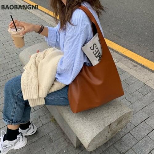 Casual Women Shoulder Bag PU Leather Tote Handbag Winter Shopping Bags Soft Leather Lady Purse Bags High Capacity Totes