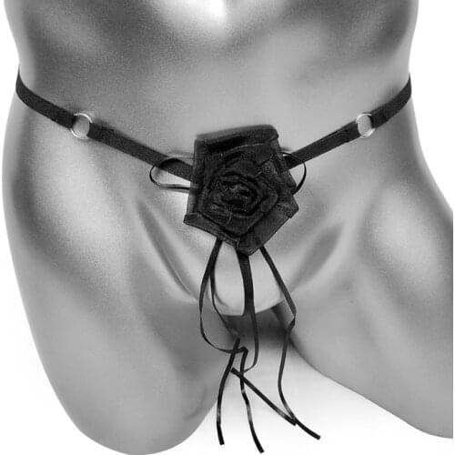 Crotchless Sissy Panties Thong With Flower Brand New Style Pearl Sexy Mens G Strings Underwear T Back Novelty Man Underpants