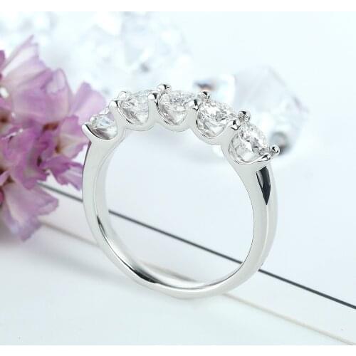 Veryins Sterling Silver Moissanite Wedding Band 1.25 CTW Moissanite Half Eternity Band for Women