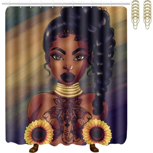 African American Black Woman Girl Painting Classic Polyester Shower Curtains