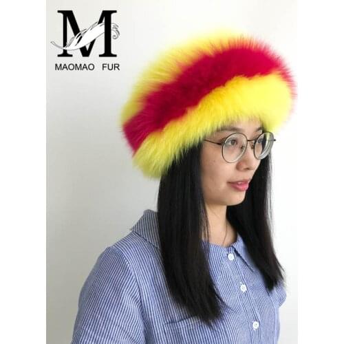 Women Real Fur Headband Winter Autumn Natural Fox Fur Headbands Ladies Luxury Whole Skin Double Color Custom Fur Headwarps
