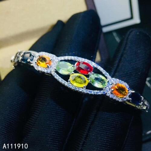 KJJEAXCMY fine jewelry 925 sterling silver inlaid Natural Colored sapphire Female bracelet support detection fashion