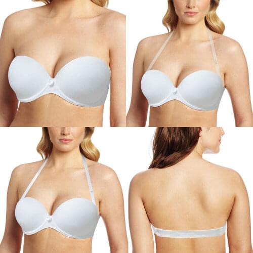 YANDW 1/2 Cups Women Bra Halter Strapless Padded Push Up Underwire Bras Wedding Bra Sexy Lingerie Invisible Bras for Women