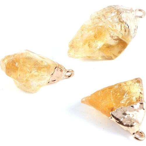 1pcs Natural Stone Crystal Charms Citrines Pendants for Women Necklace Bracelet Earring Accessories or Jewelry Making DIY