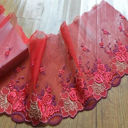 10Meters Crafts Sewing Ribbon Red Flowers Lace TrimTrimming Fabric Knitting Material DIY Dolls Bra Underwear Fabrics