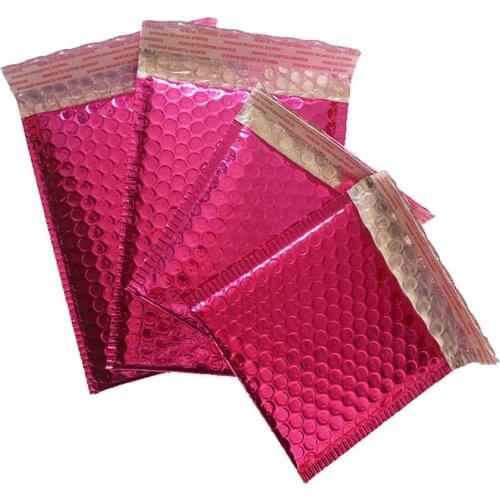 10Pcs 5 Sizes Rose Red Bubble Envelope Thicken Shipping Mailing Bag Self Seal Adhesive Bubble Bag Business Supplies