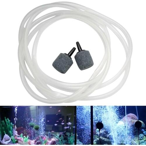 2M Airline Tubing Hosing Pipe 2pcs Air Stone Aquarium Air Pump Accessories
