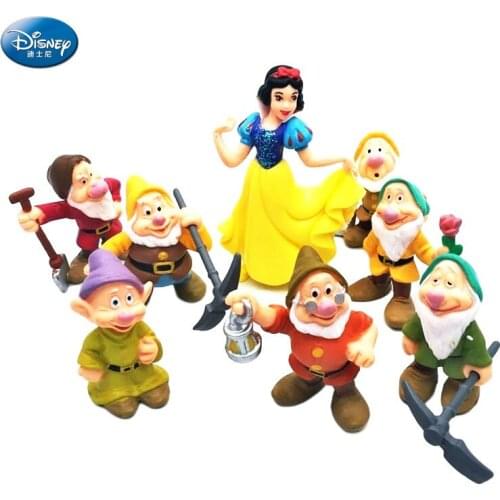 8pcs/set Disney Princess Snow White and 7 Dwarfs Classic Anime Scene Decoration Doll Decoration Handmade Toys anime figure toys