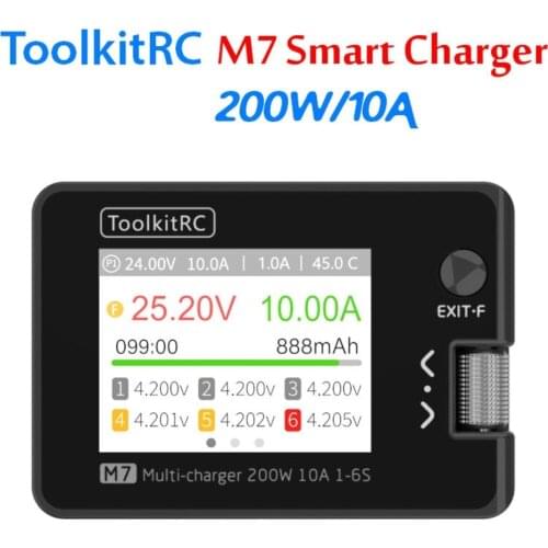 ToolkitRC M7 200W 10A DC Balance Charger Discharger for 1-6S Lipo Battery With Voltage Servo Checker ESC Receiver Signal Tester