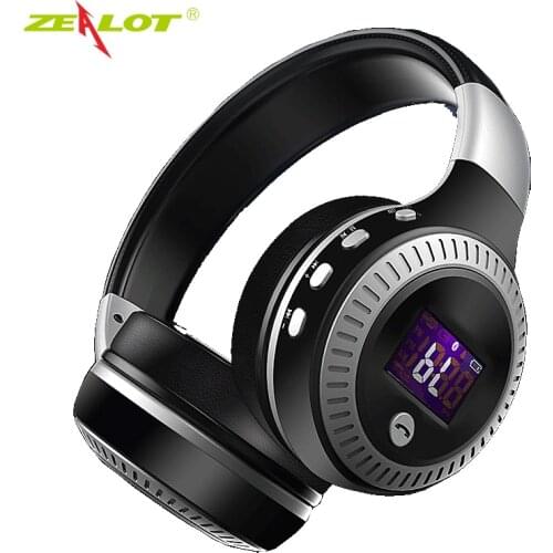 ZEALOT B19 Wireless Bluetooth Headphone LCD Display HiFi Bass Stereo Earphone Headset With Mic FM Radio Micro-SD TF Card Slot