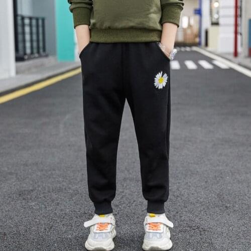 Flower Spring Autumn Casual Pants Boys Kids Trousers Children Clothing Teenagers School Cotton Home Gift Beach High Quality