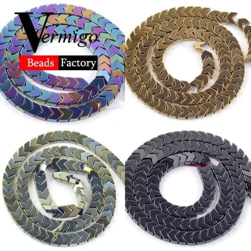 Natural Stone Arrow Shape Gold Black Hematite Beads For Jewelry Making DIY Necklace Bracelet Charms Spacer Beads 3/4/6/8mm 15"