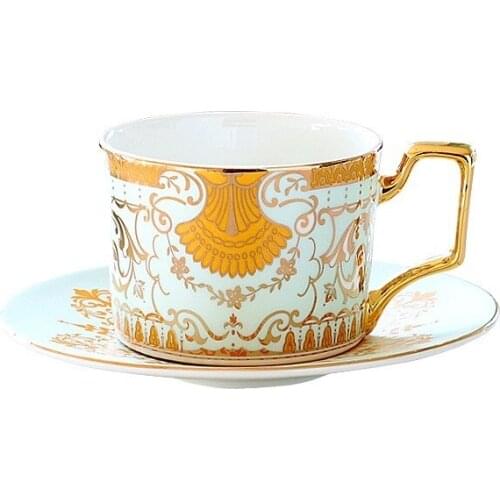 Home Afternoon Tea Bone Luxury Bone China Gold Rim Coffee Cup Set Porcelain Coffee Cup Tea Cups and Saucer Sets Coffee Mugs