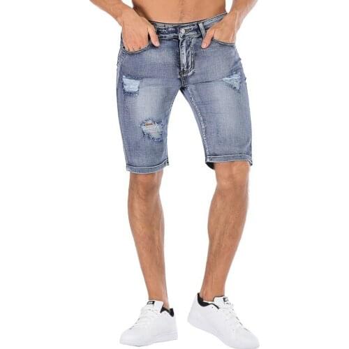 Cross-border Jeans Europe American Foreign Trade Pants Holes New Personality Retro Multi-color Fashion Mens Pants Elastic /40