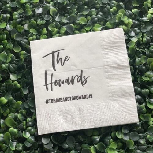 Last Name Personalised Wedding Napkins, Rehearsal Dinner, Engagement Party, Custom Bar Napkins, Custom Wedding Napkins