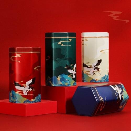 Tea Storage Container Chinese Hexagonal Tinplate Storage Can Green Tea Black Tea White Sealed Tea Can