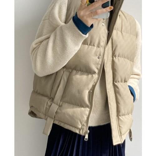 Short Cotton Vest Womens Autumn Winter Stand Collar Down Cotton Waistcoat Zipper Oversize Puffer Jacket