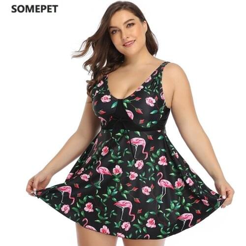 Swimsuit Women Plus Size Two Pieces Swimwear Floral Printed Brazilian Tankini Skirt Bikini Pad Beachwear Bathing Suit Biquini