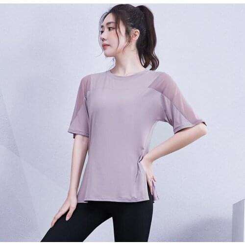 Summer Woman T-Shirts Yoga Loose Thin Quick-Drying Casual Running Training Fitness Professional Fashion Short-Sleeved Sportswear