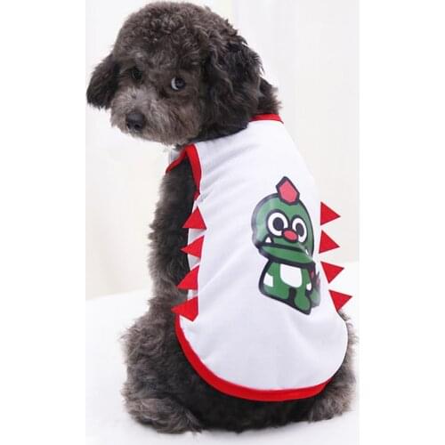 Pet T-shirt Cartoon Dinosaur Printed Breathable Sleeveless Fashion Puppy Vest for Summer