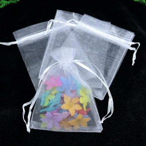 100pcs 5x7cm small organza gift bags White color drawstring Pouches Wedding Christmas Gift Drawstring Bags