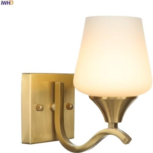 Copper Wall Lights LED E27 Glass Nordic Wall Lamp Creative Mirror Light Wandlamp Fixtures For Bedroom Batnroom Home Lighting