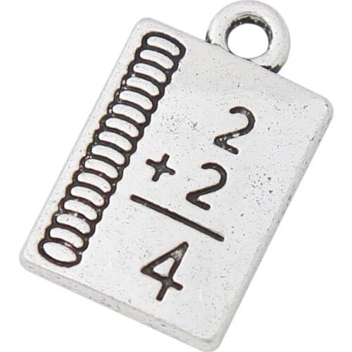 RAINXTAR Fashion Antique Silver Color Alloy Mathematics Book Charms School Stationery Charms 10*17mm 100pcs AAC665