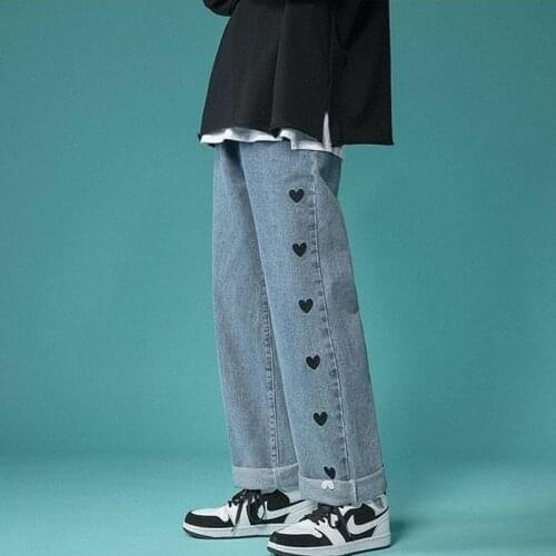 2021 Mens Jeans Fashion Loose Straight New Casual Wide Leg Pants Cowboy Mans Streetwear Korean Hip Hop Trousers Spring jeans