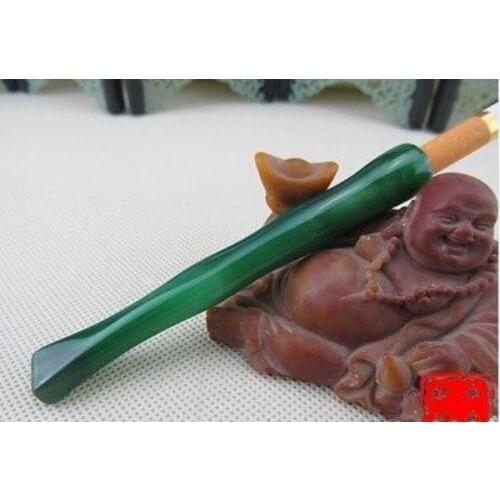 Natural Brazil Agate Jade Bamboo Filter Cigarette Holder Washable Tobacco Pouch Smoking Tool