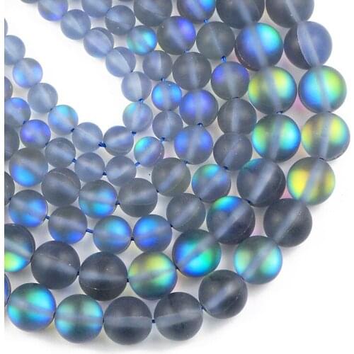 YHBZRET Natural Shimmer stone blue Matte black Labradorite 6/8/10MM Round Spacers Loose beads for Jewelry making bracelets DIY