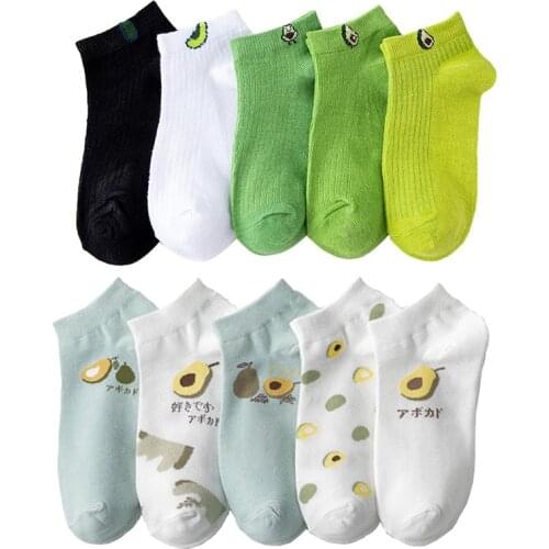 10 Pairs Fashion New Low Tube Socks Women Fruit Street Style Summer Ankle Socks Set Comfortable Invisible Happy Sokken Femme